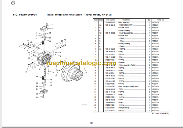 Komatsu PC210-10M0 PC201LC-10M0 Hydraulic Excavator Parts Book