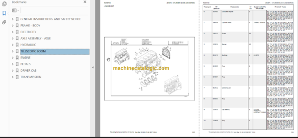 Manitou MT 1030 S S2 E2 Parts Catalogue