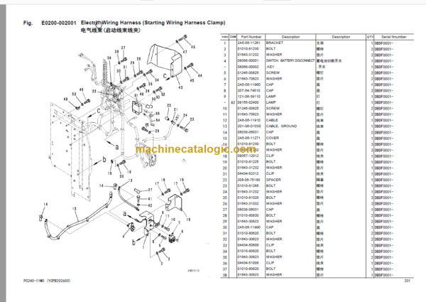 Komatsu PC240-11M0 PC260LC-11M0 Parts Book