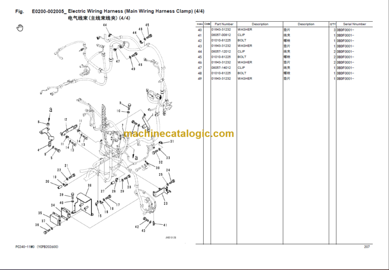 Komatsu PC240-11M0 PC260LC-11M0 Parts Book