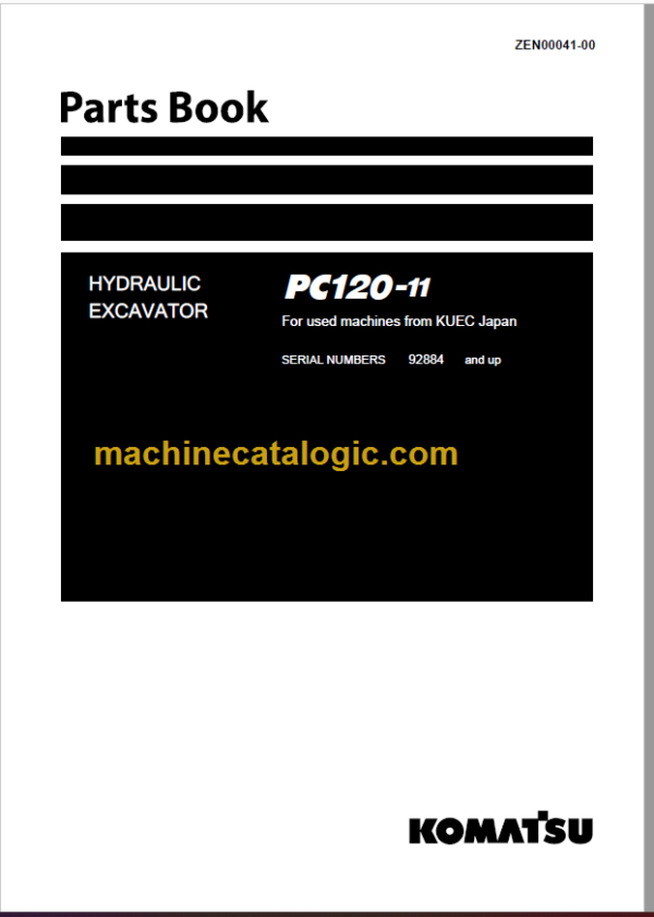 Komatsu PC120-11 Hydraulic Excavator Parts Book