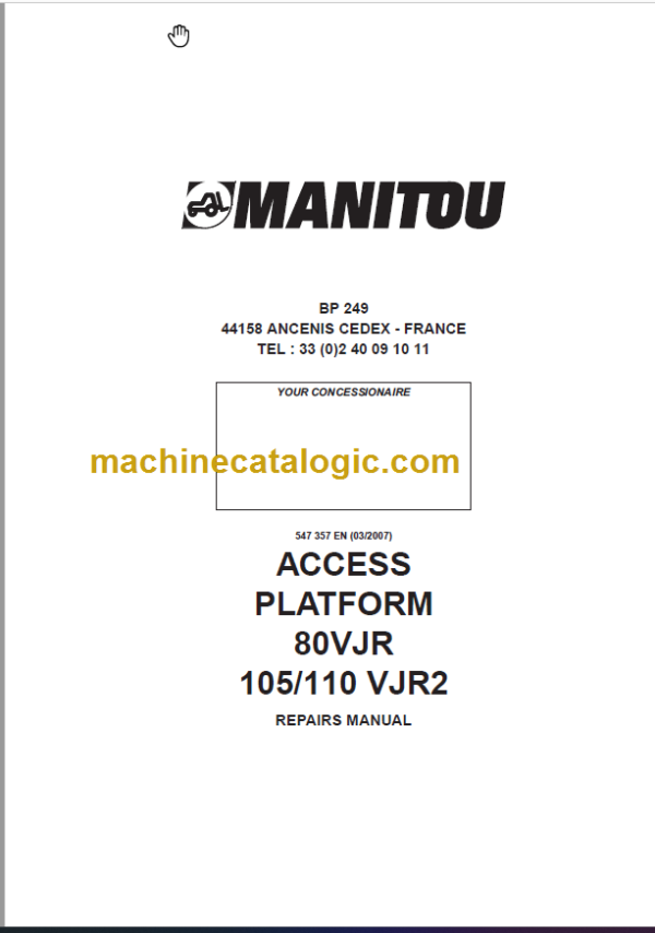 Manitou 105-110 VJR2 Repair Manual