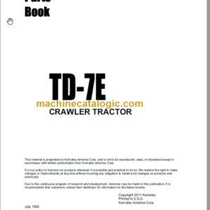 Komatsu TD-7E Crawler Excavator Parts Book