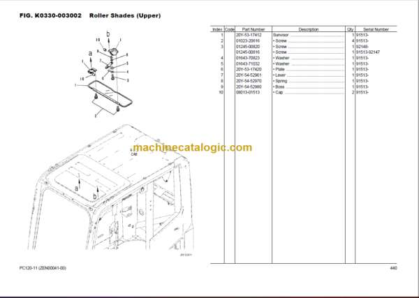 Komatsu PC120-11 Hydraulic Excavator Parts Book