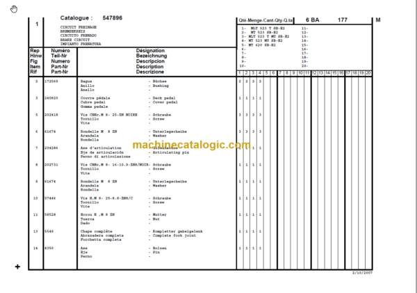 Manitou MT 523 Parts Manual