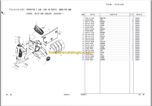 Komatsu PC200-8 PC200LC-8 Parts Book