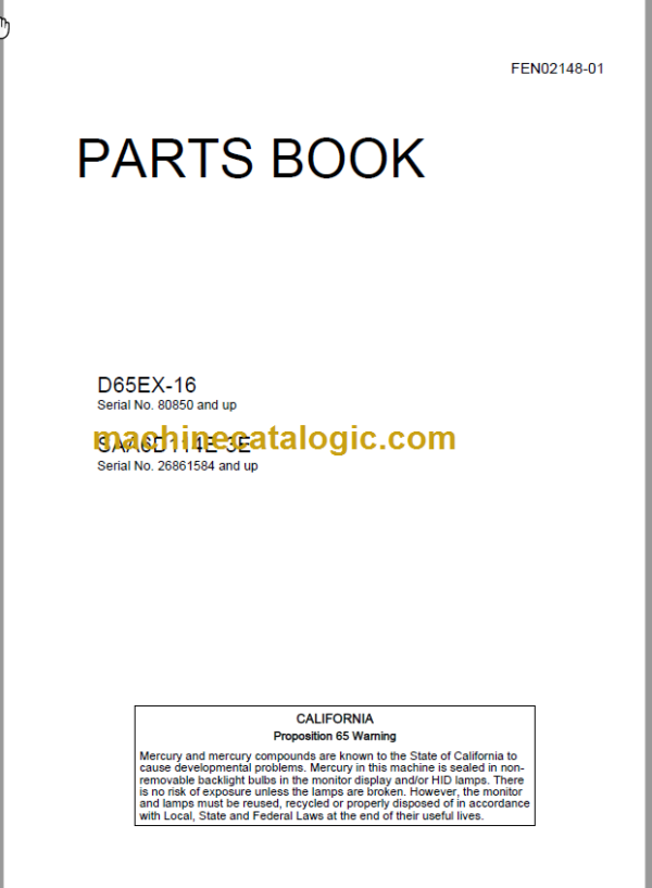 Komatsu D65EX-16 Parts Book