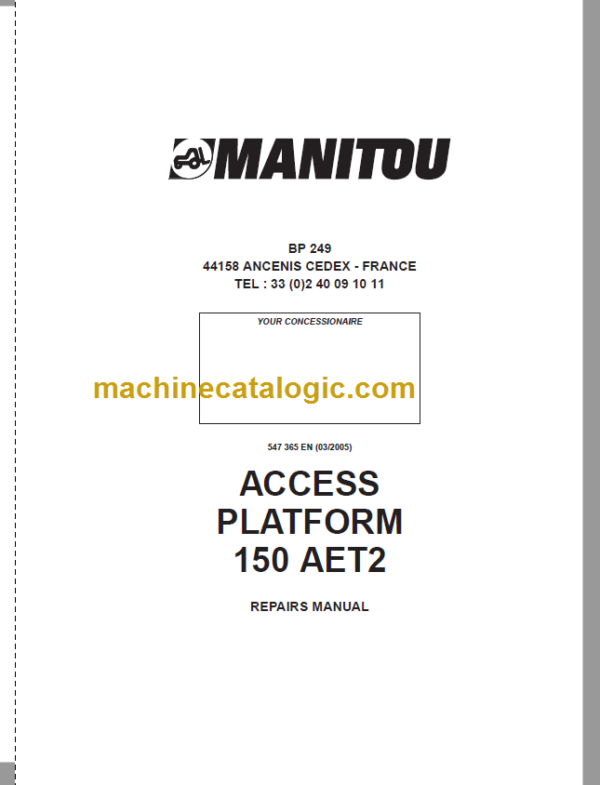 Manitou 150 AET2 Repair Manual