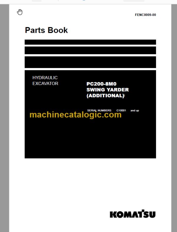 Komatsu PC200-8M0 Hydraulic Excavator Parts Book