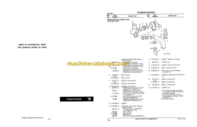 Komatsu D-239 DT-239 Diesel Engine Parts Book
