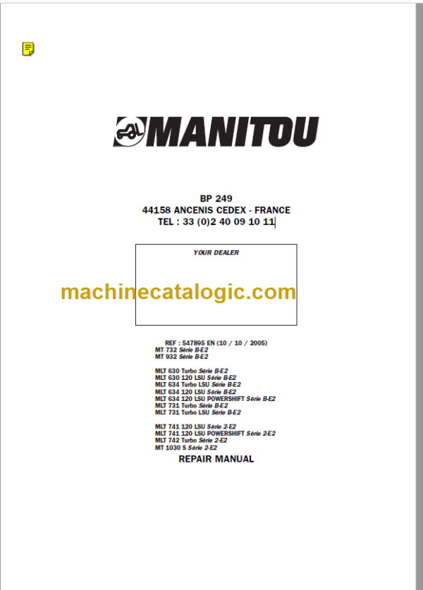 Manitou MT 732 Série B-E2 Repair Manual