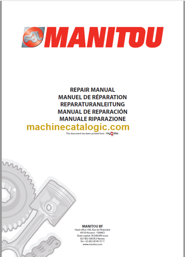 Manitou MT 932 Turbo Série 1 Repair Manual