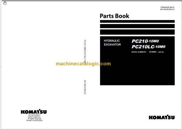 Komatsu PC210-10M0 PC201LC-10M0 Hydraulic Excavator Parts Book N730001- And Up