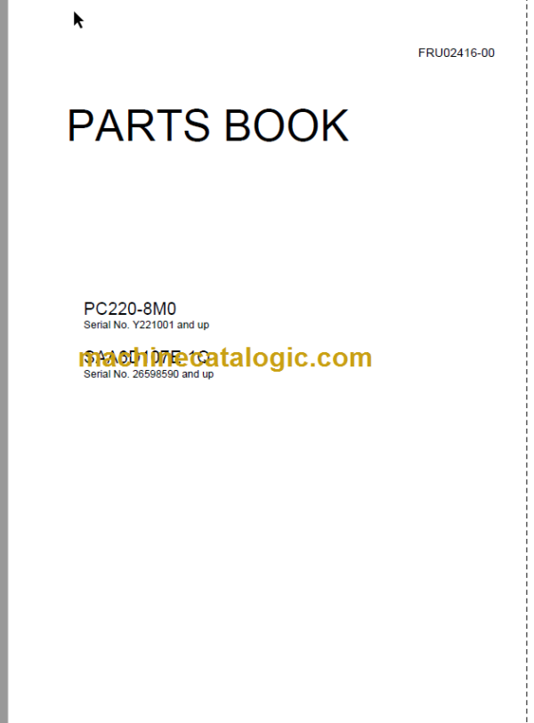 Komatsu PC220-8M0 SAA6D107E-1Q Parts Book