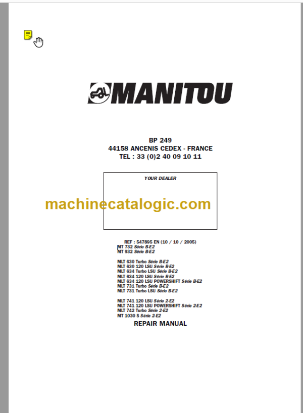 Manitou MT 932 Série B-E2 Repair Manual