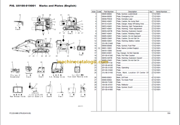 Komatsu PC220-8M0 SAA6D107E-1Q Parts Book