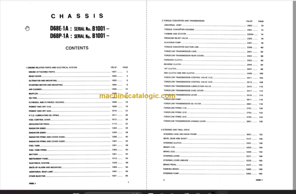 Komatsu D68E-1A D68P-1A Bulldozer Parts Book