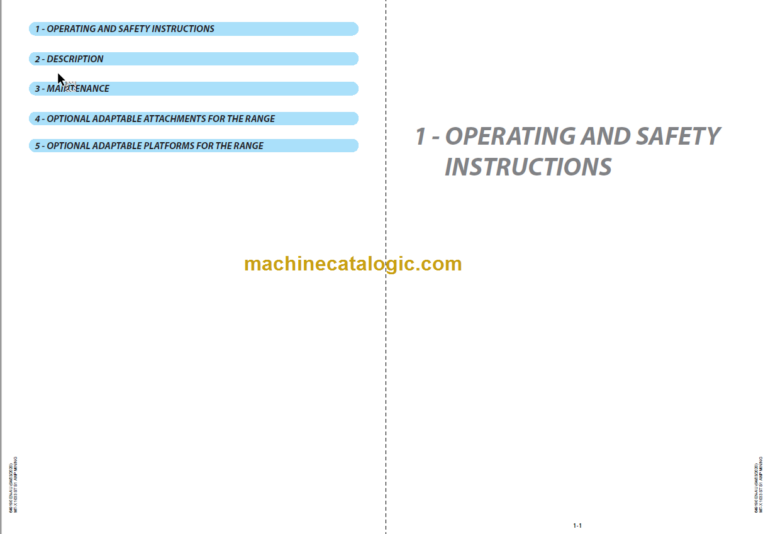 Manitou MT-X 1033 ST S1 AWP MINING OPERATOR'S MANUAL