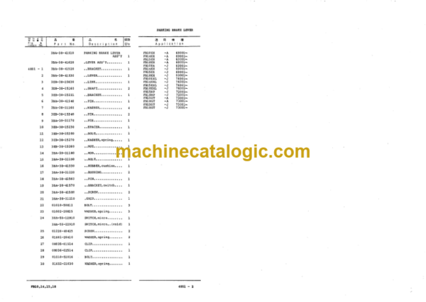 Komatsu FB10EX FB14EX FB15EX FB18EX-7 Parts Catalog