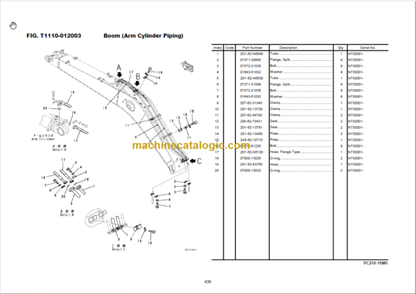 Komatsu PC210-10M0 PC201LC-10M0 Hydraulic Excavator Parts Book N730001- And Up