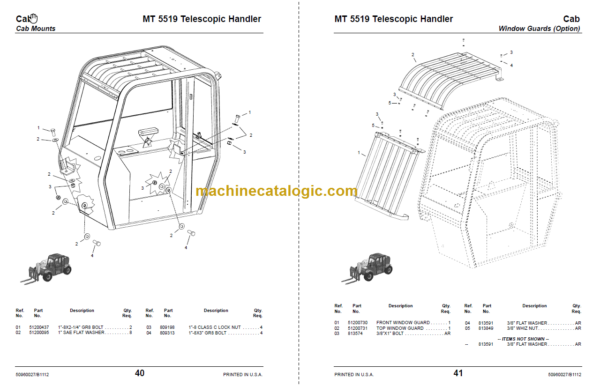 Manitou MT 5519 Parts Manual 50960027B