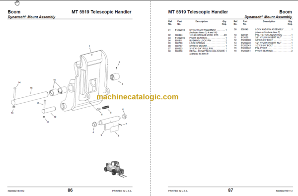 Manitou MT 5519 Parts Manual 50960027B