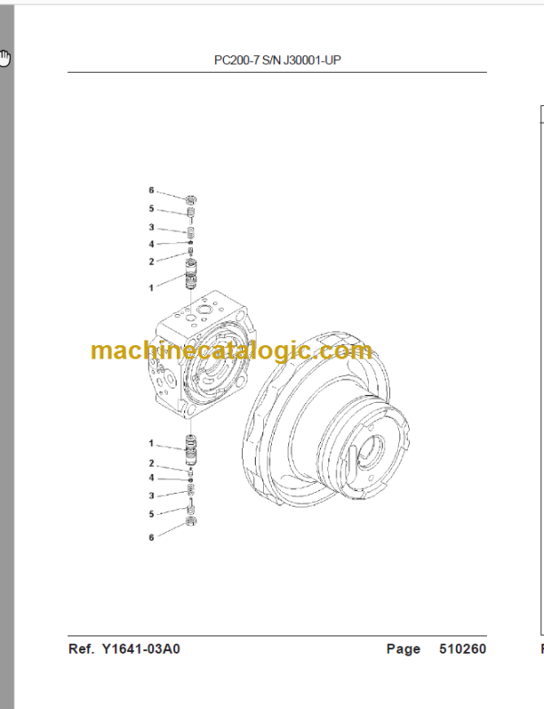 Komatsu PC200-7 SN J30001-UP Engine Parts Catalog