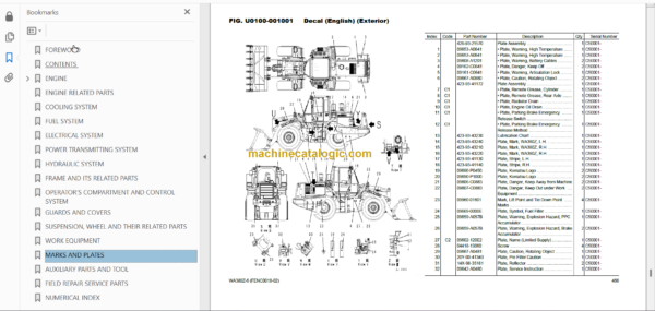 Komatsu WA380Z-6 Wheel Loader Parts Book