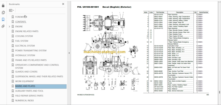 Komatsu WA380Z-6 Wheel Loader Parts Book