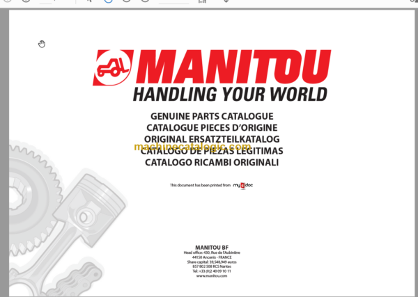 Manitou MT 928 Parts Catalogue