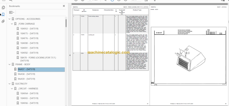 Manitou MT 928 Parts Catalogue
