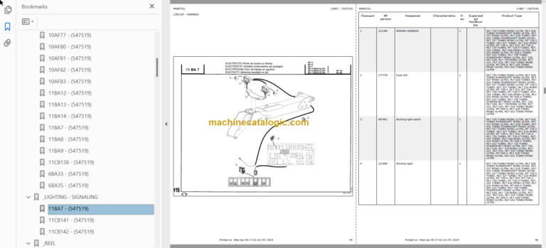 Manitou MT 928 Parts Catalogue