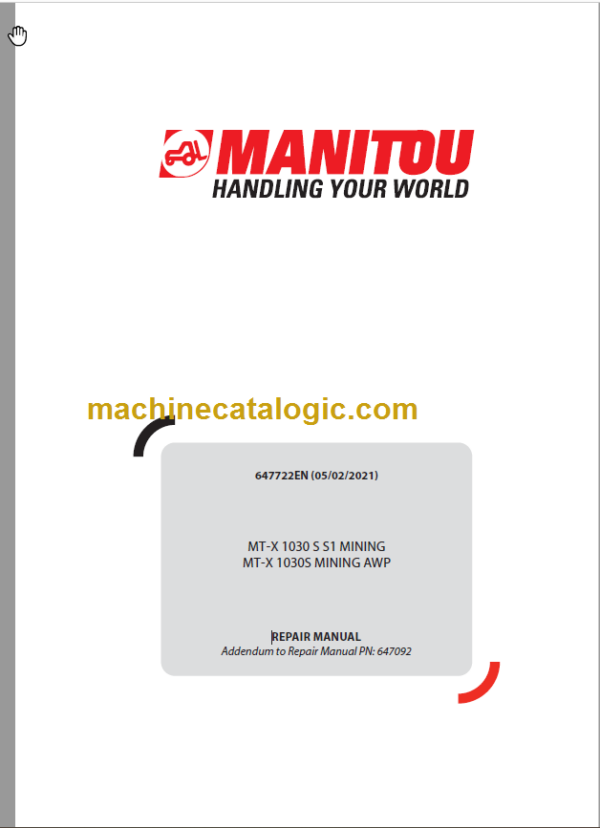 Manitou MT-X 1030S MINING AWP Repair Manual