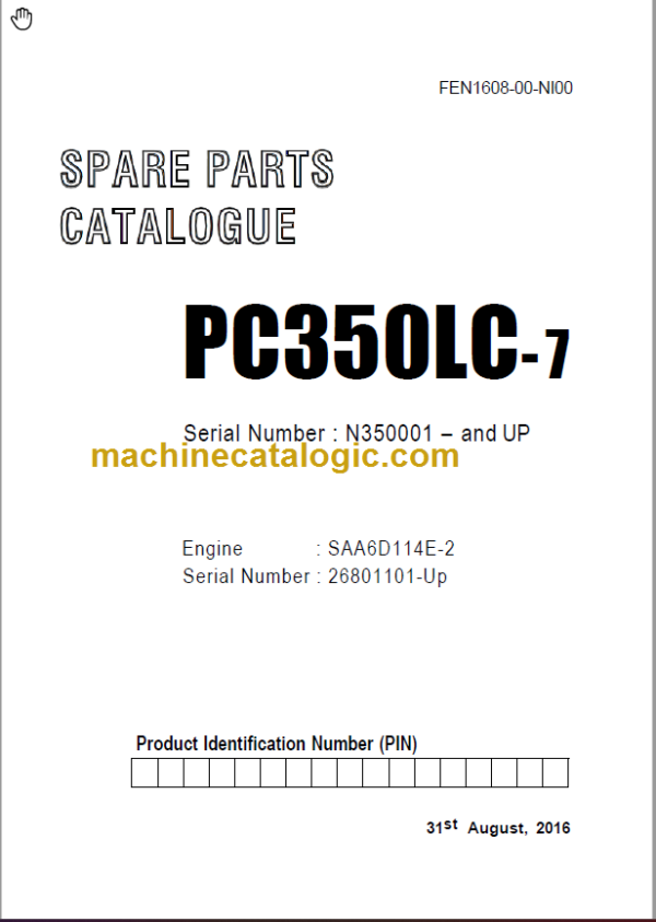 Komatsu PC350LC-7 Spare Parts Catalogue