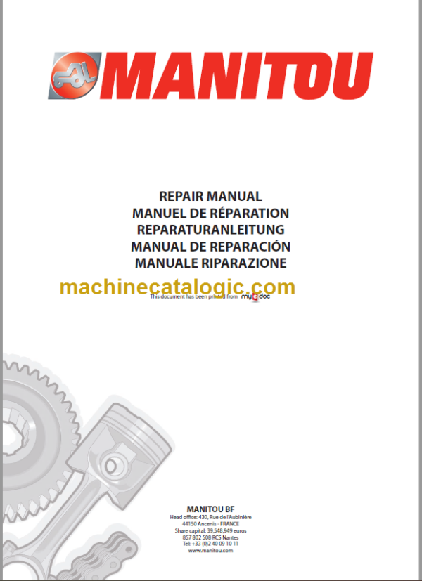 Manitou MT 1033 HLT Série 2-E2 Repair Manual