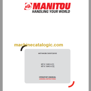 Manitou MT-X 1440 A E3 OPERATOR'S MANUAL