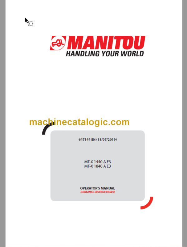 Manitou MT-X 1440 A E3 OPERATOR'S MANUAL