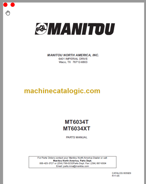 Manitou MT6034T Parts Manual