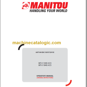 Manitou MT-X 1840 A E3 OPERATOR'S MANUAL