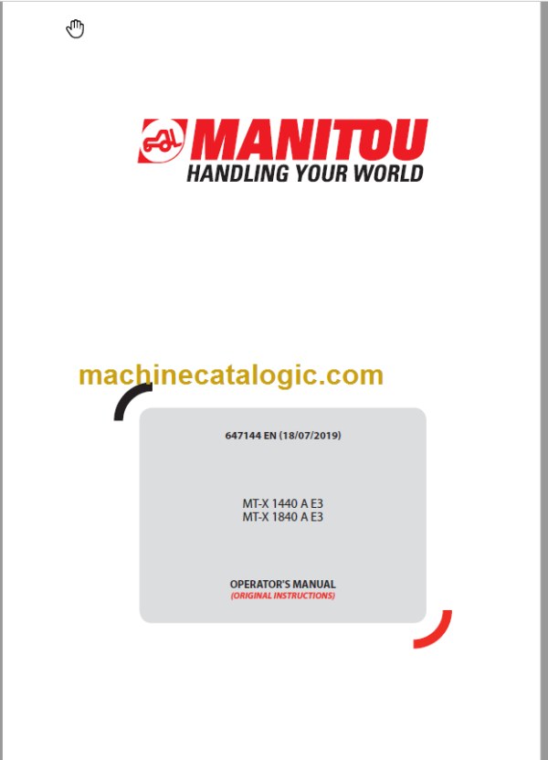 Manitou MT-X 1840 A E3 OPERATOR'S MANUAL