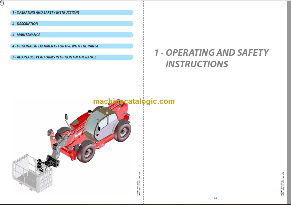 Manitou Checklist.pdf Manitou MT-X 1840 A E3 OPERATOR'S MANUAL