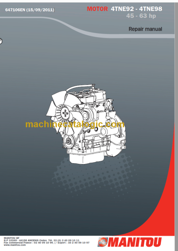 Manitou Engine 4TNE92 - 4TNE98 45-63 hp Repair Manual