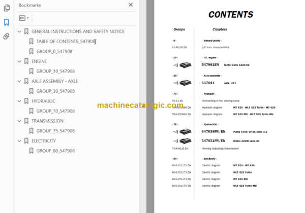 Manitou MT 523 SB-E2 Repair Manual