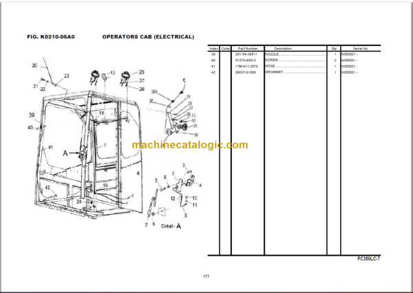 Komatsu PC350LC-7 Spare Parts Catalogue