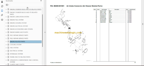 Komatsu PC200LC-8 FOR USA Hydraulic Excavator Parts Book