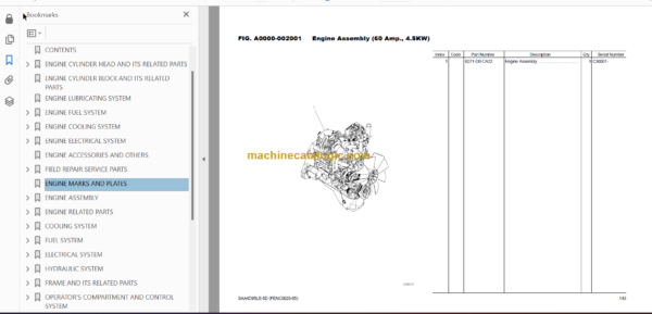 Komatsu PC130-8 Hydraulic Excavator Parts Book