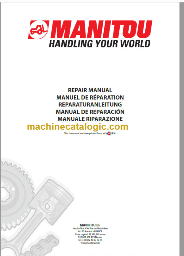 Manitou MT-X 732 MT-X 1030 ST Repair Manual 00-M186EN