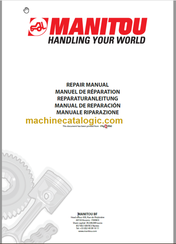 Manitou MT-X 1030 S Turbo S4 E3 MT-X 732 SD E3 Repair Manual 647376EN