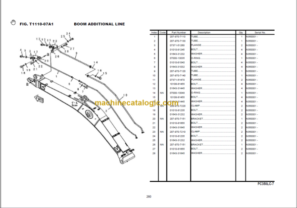 Komatsu PC350LC-7 Spare Parts Catalogue