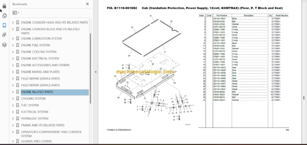 Komatsu PC200LC-8 FOR USA Hydraulic Excavator Parts Book